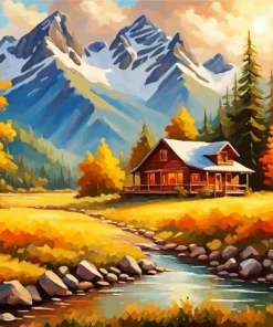 Cabin In Fall Diamond Painting