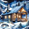 Cabin In Snow Woods Diamond Painting