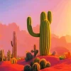 Cactus At Sunrise Diamond Painting