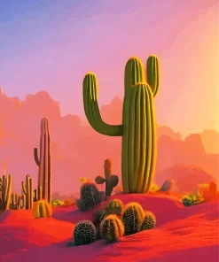 Cactus At Sunrise Diamond Painting