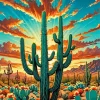 Cactus With Orange Flowers Diamond Painting