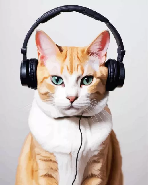 cat wearing headphones Diamond Paintings Cat Wearing Headphones Diamond Painting