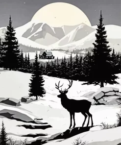 Deer Silhouette Diamond Painting