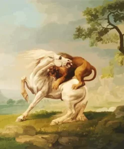 George Stubbs A Lion Attacking A Horse Diamond Painting