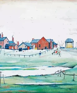 Landscape With Farm Buildings By Ls Lowry Diamond Painting