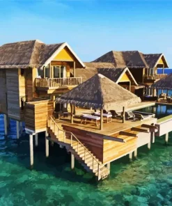 Maldive Huts Diamond Painting