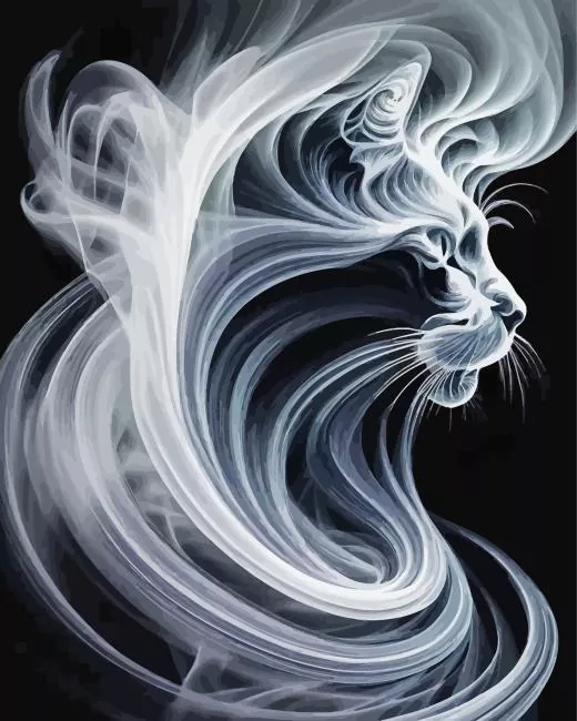 Abstract smoke cat Diamond With Numbers Abstract Smoke Cat Diamond Painting