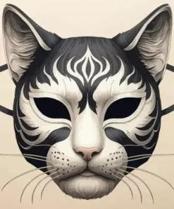 Black And White Cat Mask Diamond Painting
