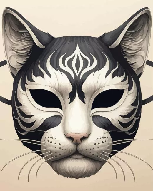 Black and white cat mask Diamond Paintings Black And White Cat Mask Diamond Painting