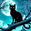 Black Cat And Moon Diamond Painting