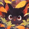 Black Cat In Fall Leaves Diamond Painting