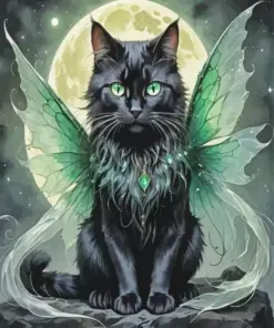 Black Fairy Cat Diamond Painting