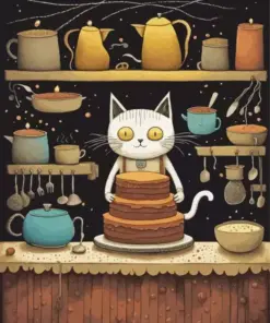 Cartoon Cat Baking Diamond Painting