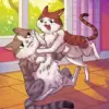 Cartoon Cats Fighting Diamond Painting