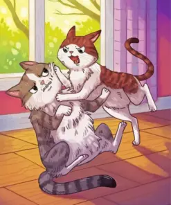 Cartoon Cats Fighting Diamond Painting
