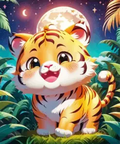 Cartoon Cute Chubby Tiger Diamond Painting