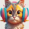 Cartoon Cat Wearing Headphones Diamond Painting