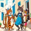 Cartoon Cats Dancing Diamond Painting