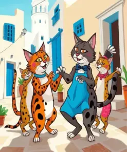 Cartoon Cats Dancing Diamond Painting