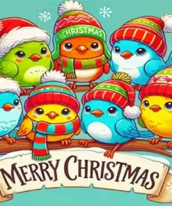 Cartoon Christmas Birds Diamond Painting