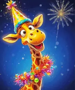 Cartoon Happy Giraffe Diamond Painting