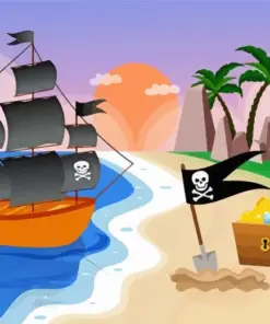 Cartoon Pirate Ship Diamond Painting