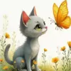Cat And Purple Butterfly Diamond Painting
