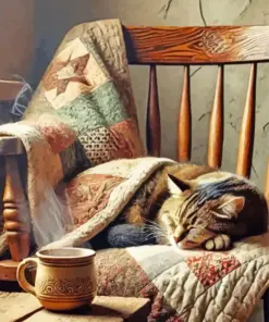 Cat Nap On Chair Diamond Painting