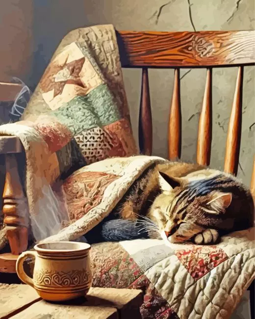 Cat Nap On Chair Diamond Paintings Cat Nap On Chair Diamond Painting