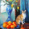 Cat And Apples Art Diamond Painting