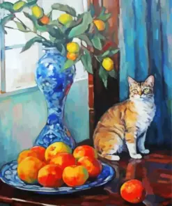 Cat And Apples Art Diamond Painting