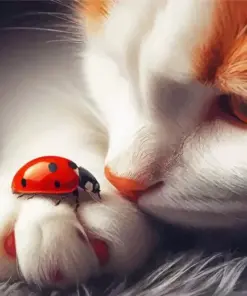 Cat And Ladybug Diamond Painting