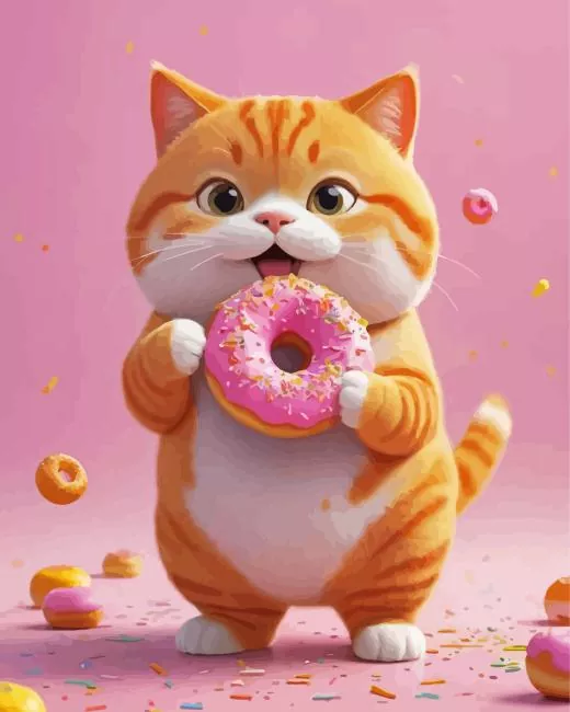 Cat eating donut Diamond Paintings Cat Eating Donut Diamond Painting