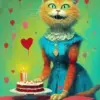 Cat Holding Cake Diamond Painting