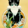 Cat In A Fish Bowl Diamond Painting