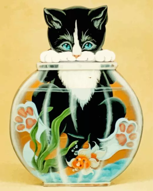 Cat in a fish bowl Diamond Dotz Cat In A Fish Bowl Diamond Painting