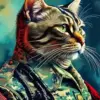 Cat In Military Uniform Diamond Painting