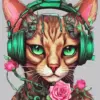 Cat Listening To Music Diamond Painting