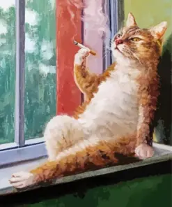 Cat Smoking Cigarette Art Diamond Painting