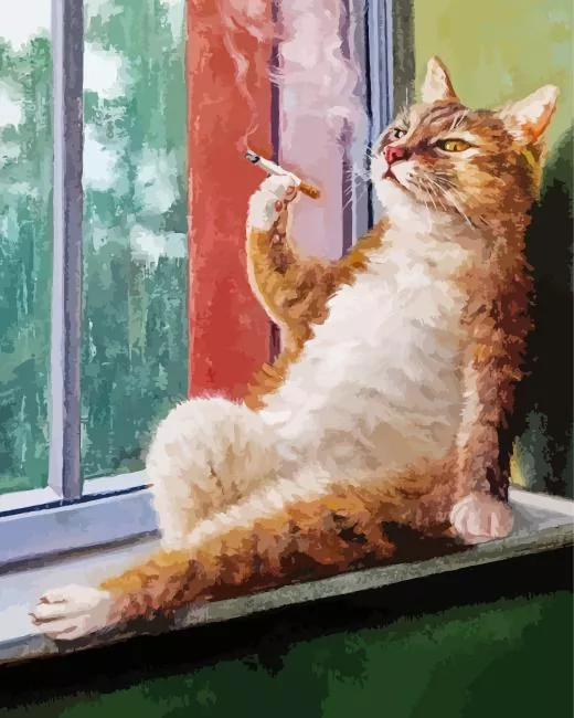 Cat smoking cigarette Diamond Paintings Cat Smoking Cigarette Art Diamond Painting