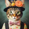 Cat Wearing A Flowers Hat Diamond Painting