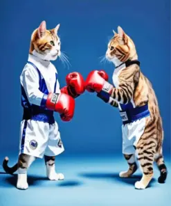 Cats Boxing Diamond Painting