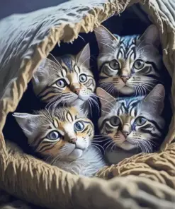Cats Hiding Under The Blanket Diamond Painting