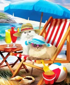 Cats In The Beach Diamond Painting