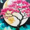 Cherry Blossom Tree And Moon Art Diamond Painting