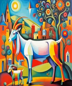 Colorful Goats Cubism Diamond Painting