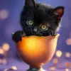Cute Baby Black Cat Diamond Painting