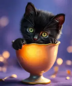 Cute Baby Black Cat Diamond Painting