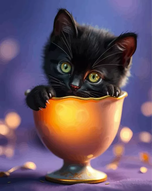 Cute Baby Black Cat Diamond Paintings Cute Baby Black Cat Diamond Painting