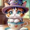 Cute Cat In A Cup Diamond Painting